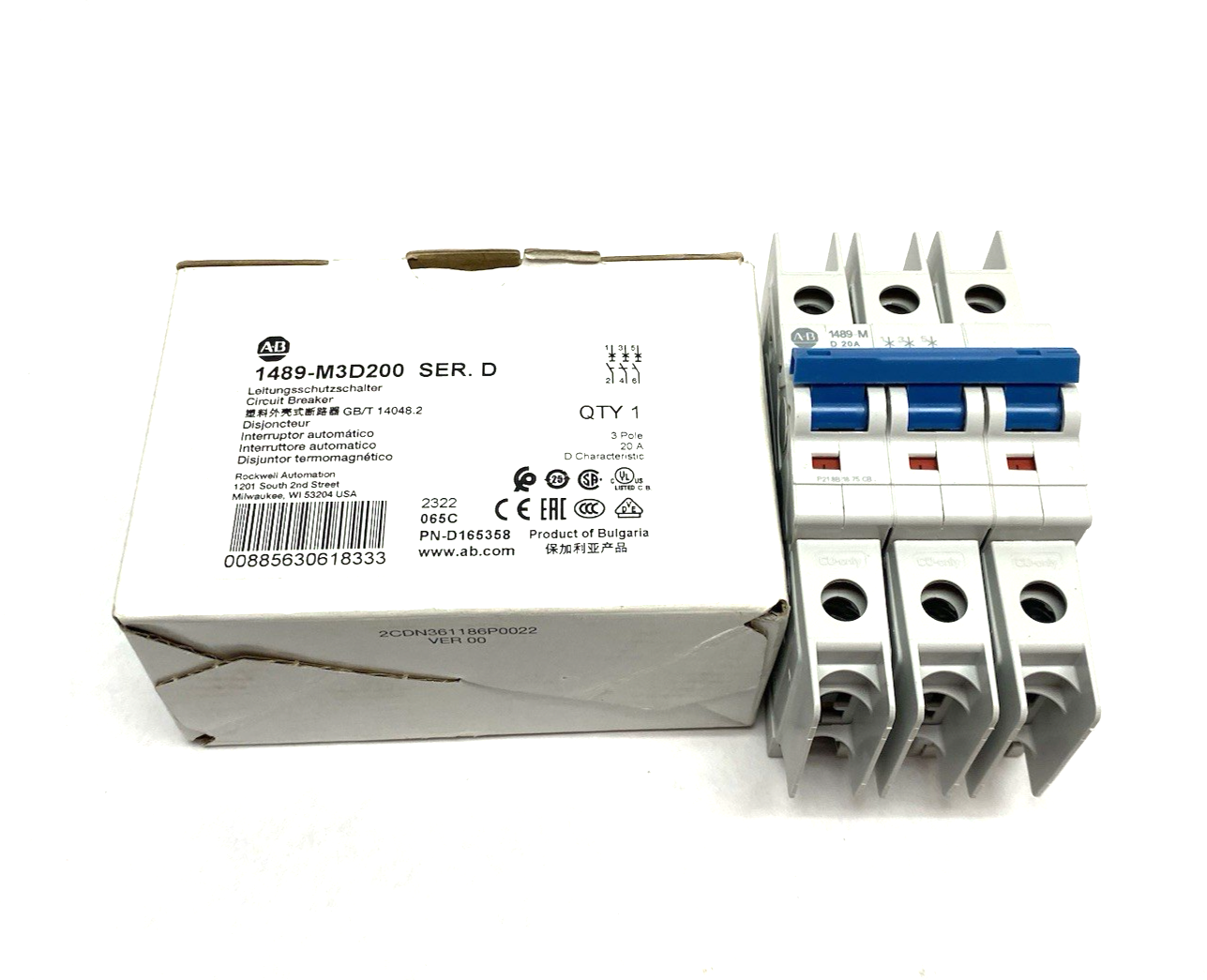 1489-M3D200 | Allen Bradley Ser. D Circuit Breaker 3-Pole 20A - New Other - Maverick Industrial Sales