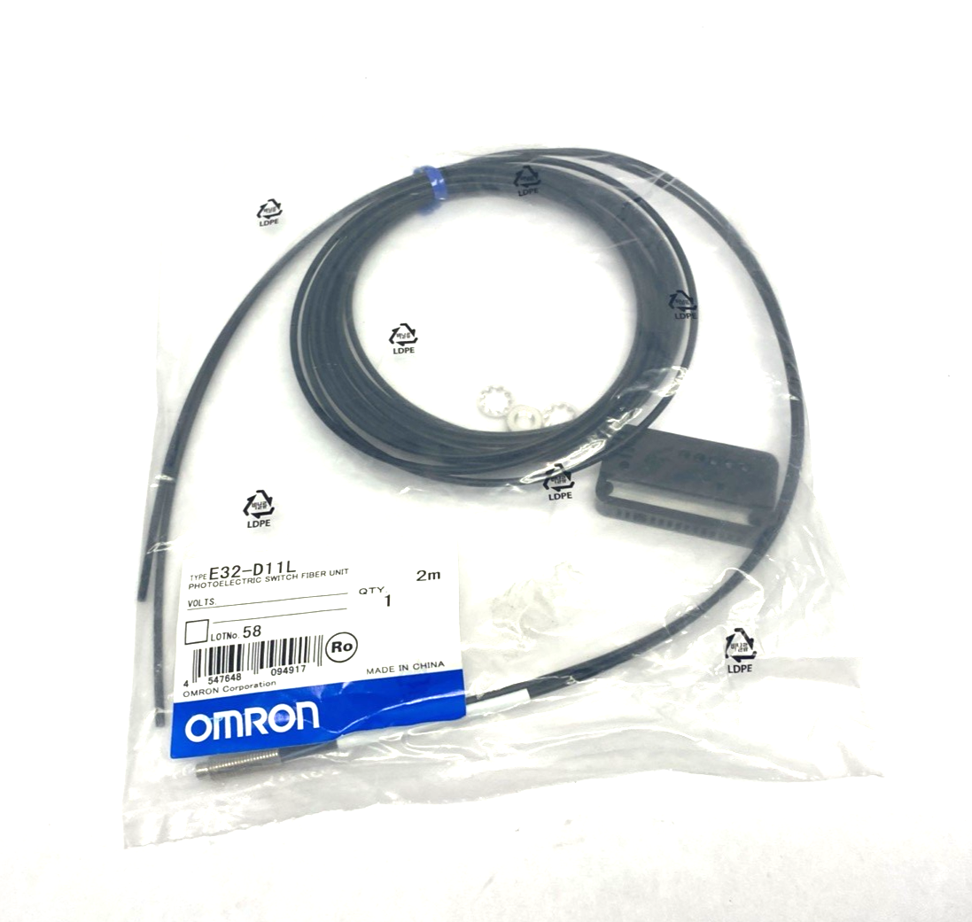 E32-D11L 2M | Omron Fiber Optic Diffuse-Reflective Sensor Unit 2m Cable - New - Maverick Industrial Sales