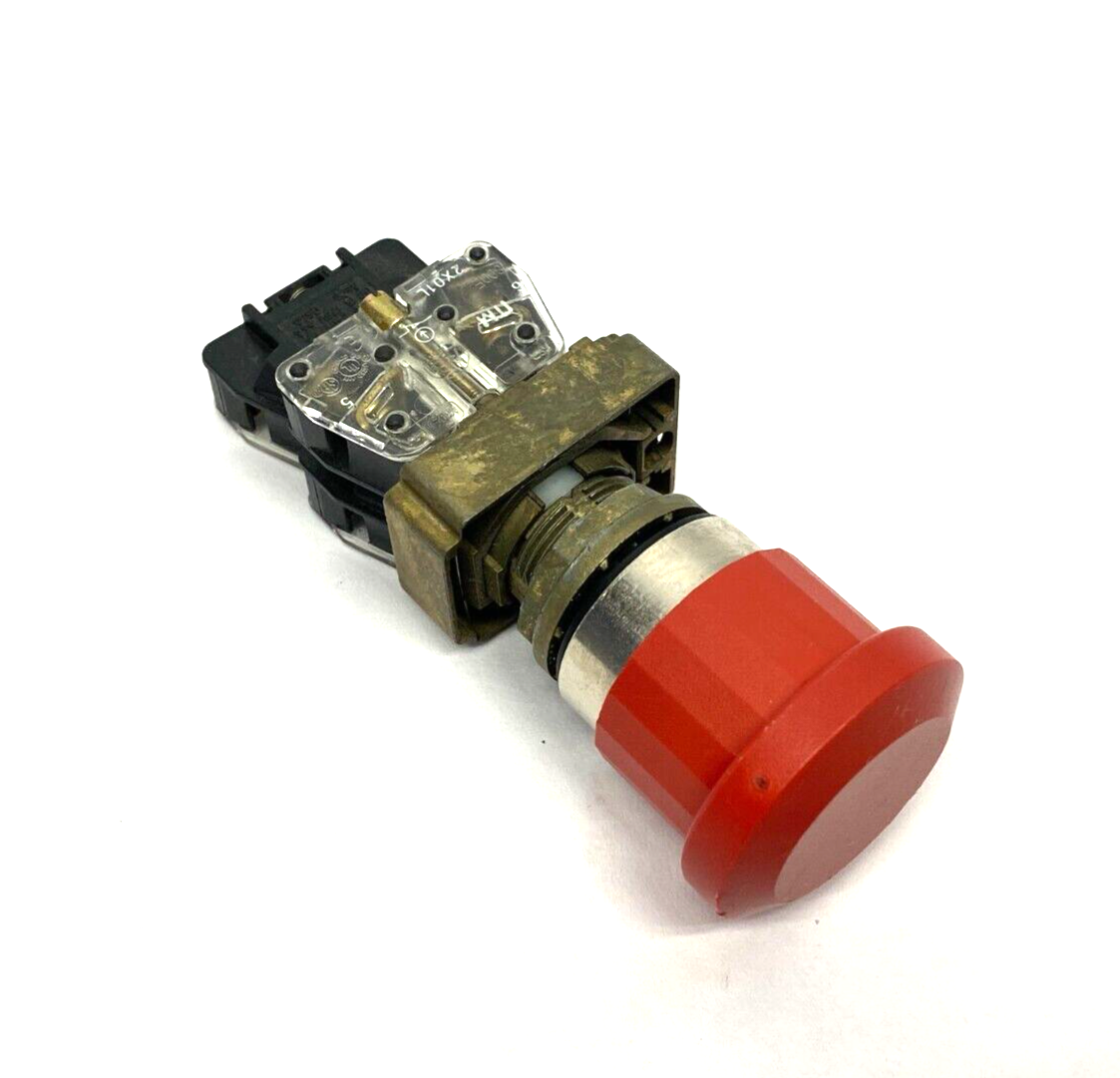 Push/Pull Emergency Stop Pushbutton, Red Mushroom Head, Metal Collar 22mm - Maverick Industrial Sales