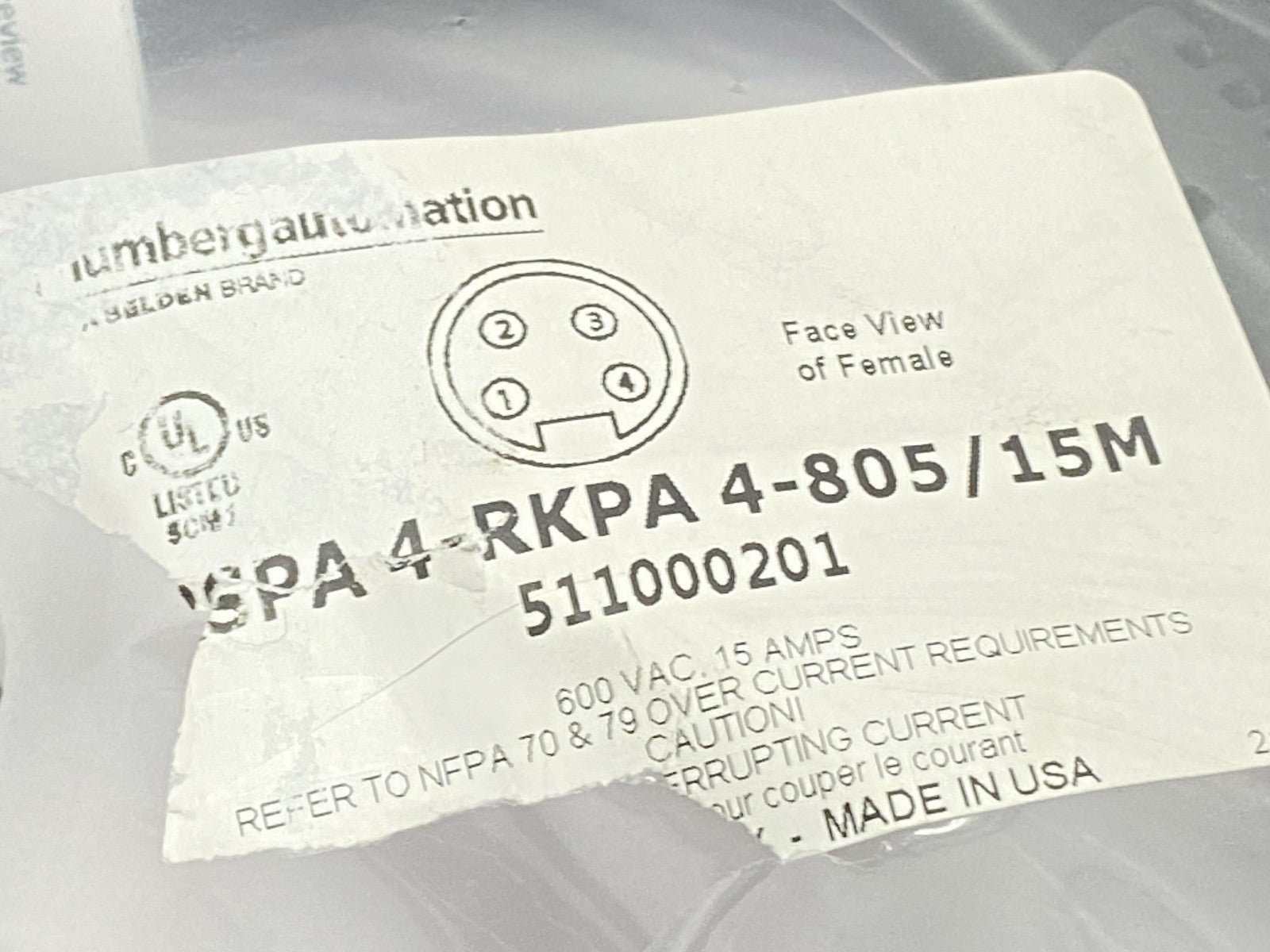 RSPA 4-RKPA 4-805/15M | Lumberg Automation Mini Power Cordset 15m 511000201 - New - Maverick Industrial Sales