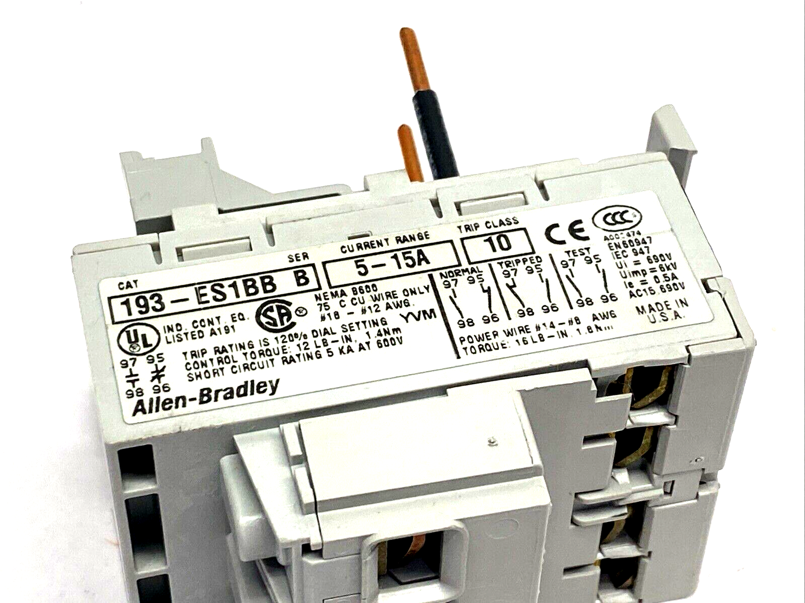 Allen Bradley 193-ES1BB Ser. B Overload Relay 5-15A - Maverick Industrial Sales