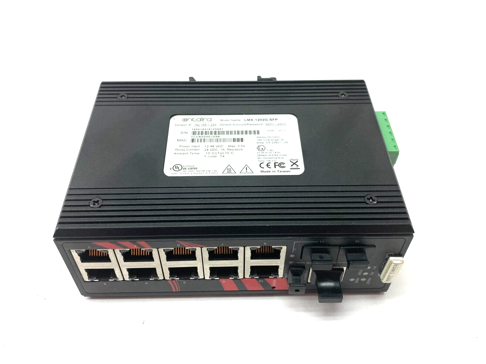 Antaira LMX-1202G-SFP Gigabit Light Layer 3 Managed Ethernet Switch 12-Port - Maverick Industrial Sales