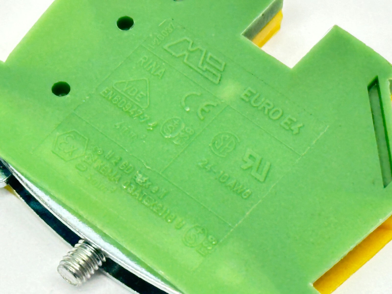 Morsettitalia EURO E4 Earth Terminal Block Green/Yellow 43454 LOT OF 10 - Maverick Industrial Sales