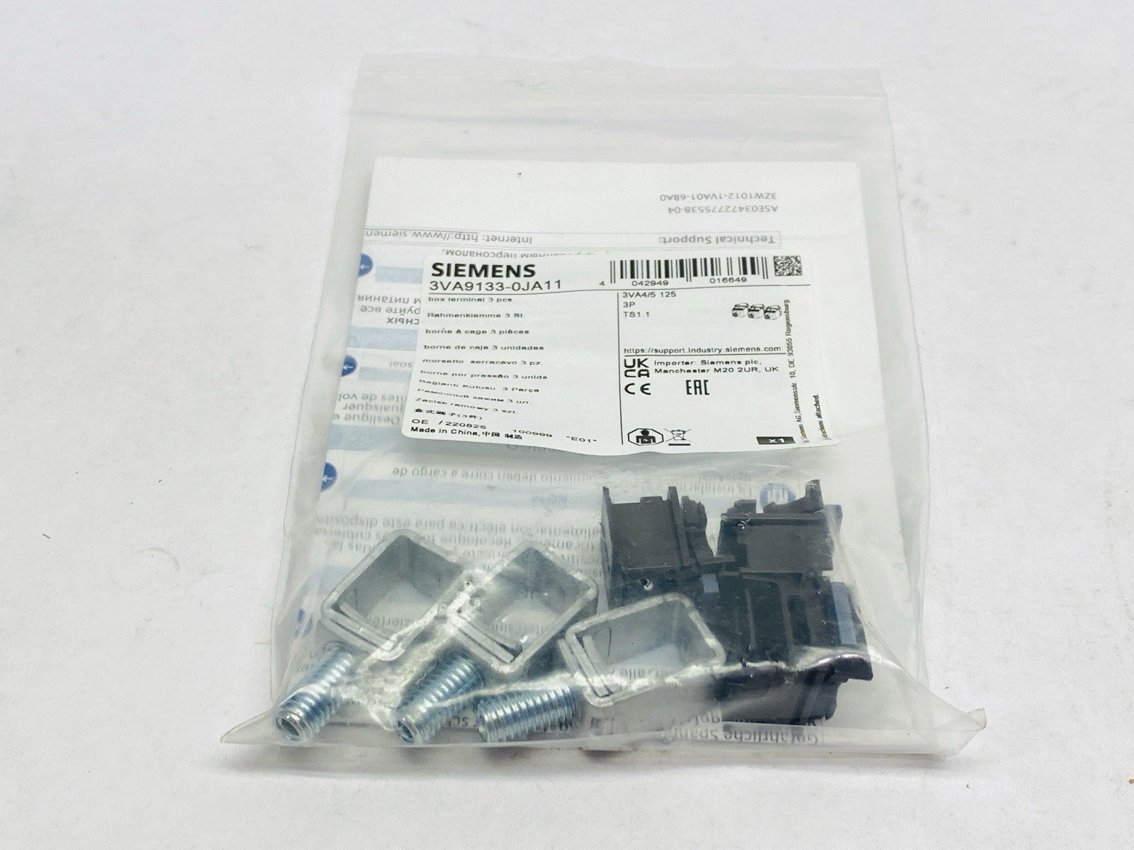Siemens 3VA9133-0JA11 3-Piece Steel Body 1-Conductor Box Terminal 3VA4/5 - Maverick Industrial Sales