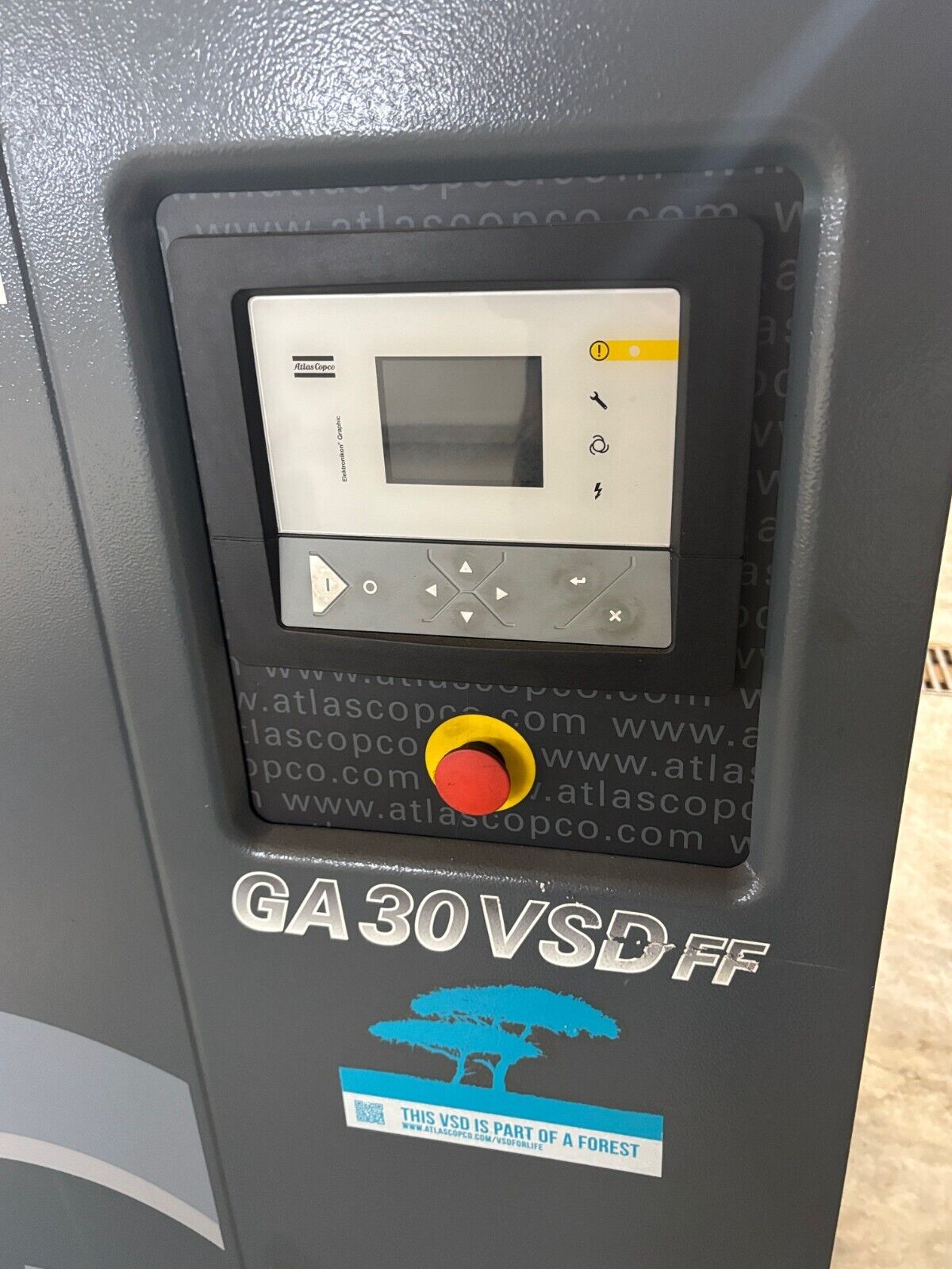 Atlas Copco GA30VSD FF Air Compressor, 40 HP, 30 kW, 230V, 2013 - Maverick Industrial Sales