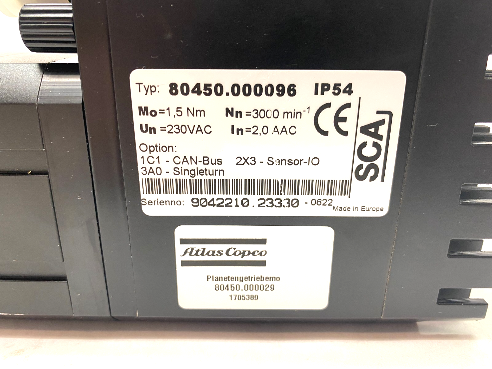 SCA Atlas Copco 80450.000029 Servo Motor Gear Drive Unit Assembly - Maverick Industrial Sales