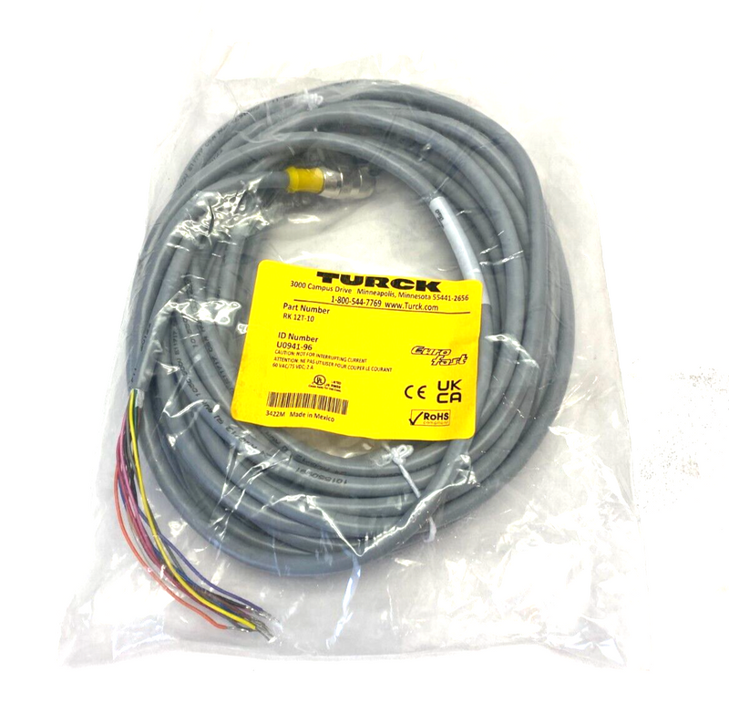 Turck RK 12T-10 Eurofast Single Ended Cordset U0941-96 - Maverick Industrial Sales