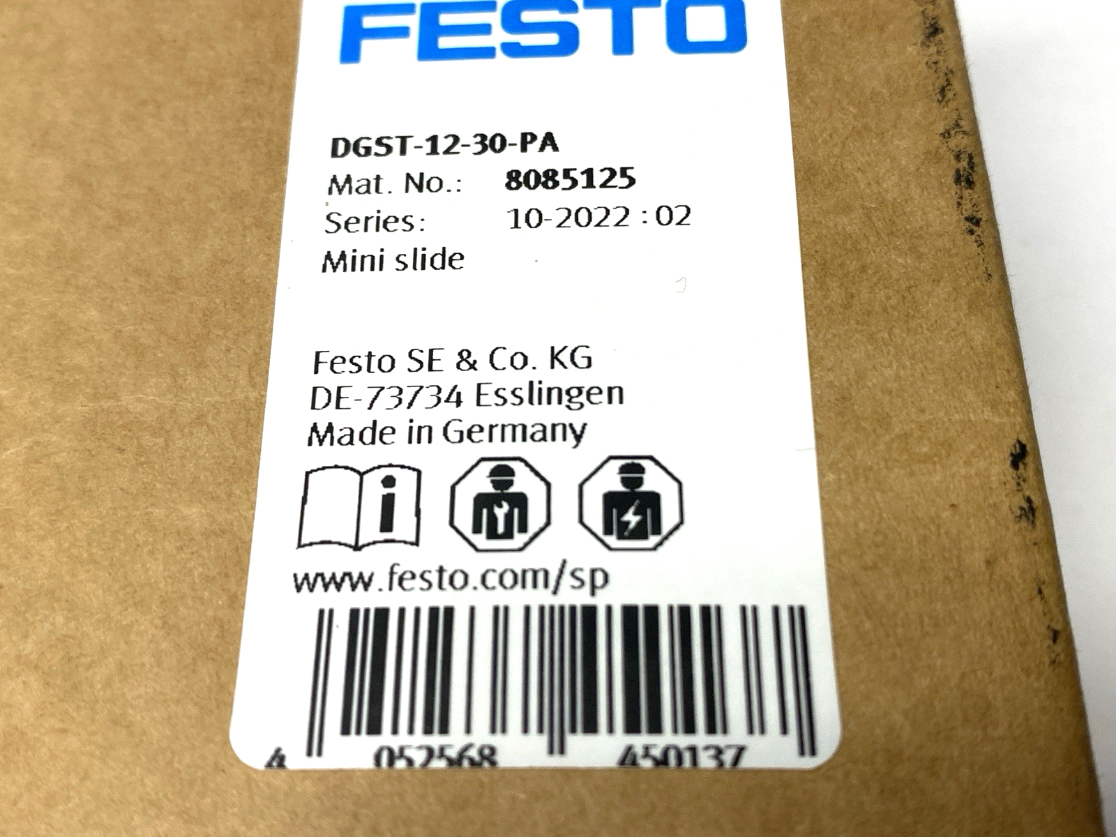 Festo DGST-12-30-PA Pneumatic Mini Slide Actuator 12mm Bore 30mm Stroke 8085125 - Maverick Industrial Sales