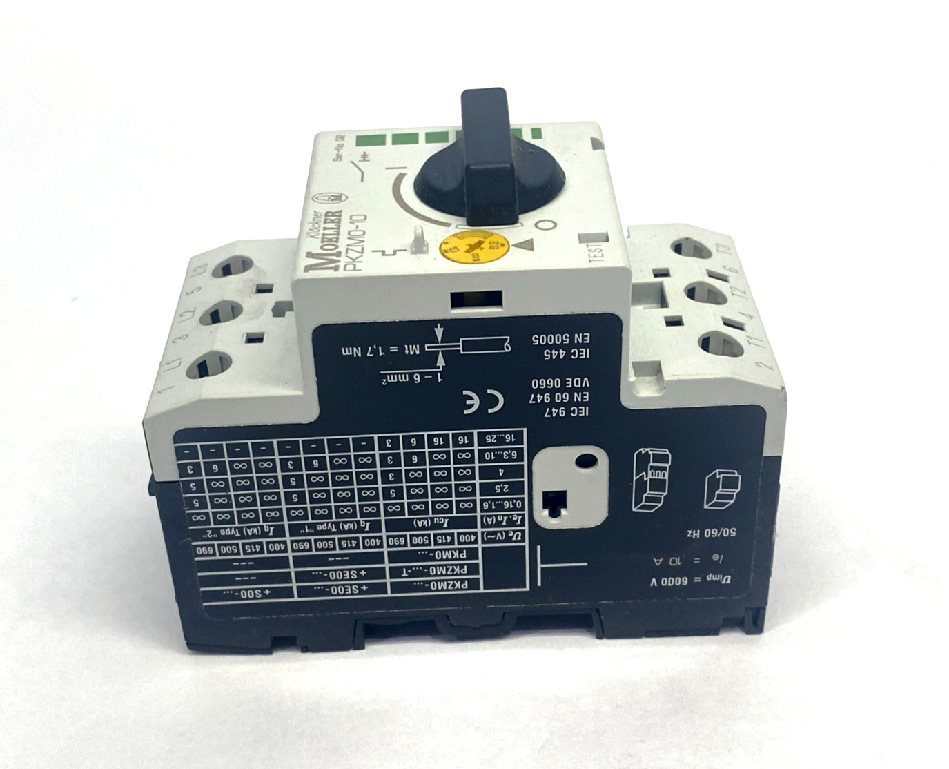 Moeller PKZM0-10 IEC motor control Manual Motor Protector, 10A, 45mm Frame - Maverick Industrial Sales