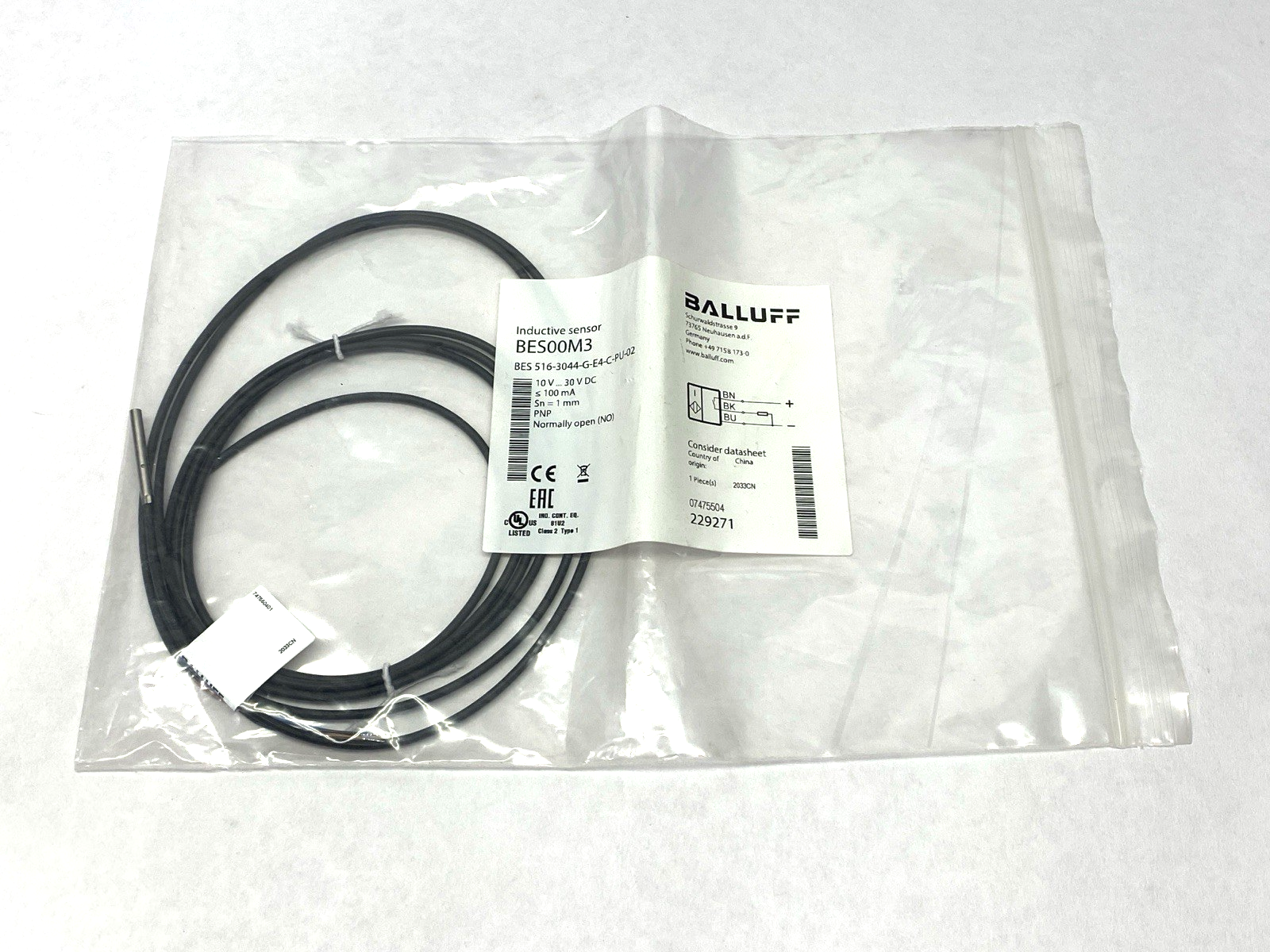 Balluff BES 516-3044-G-E4-C-PU-02 Inductive Sensor 1mm BES00M3 - Maverick Industrial Sales