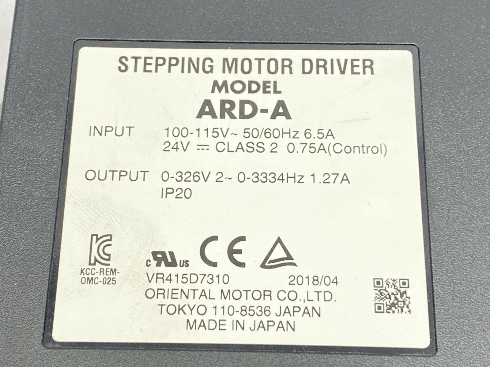ARD-A | Oriental Motor Stepping Motor Driver 100-115V Input 0-326V Output - Used - Maverick Industrial Sales