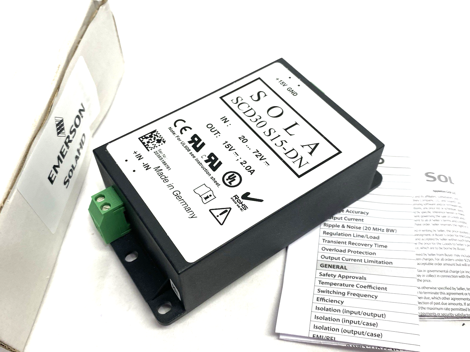 Emerson SOLA SCD30S15-DN Power Supply DIN Rail DC-DC - Maverick Industrial Sales