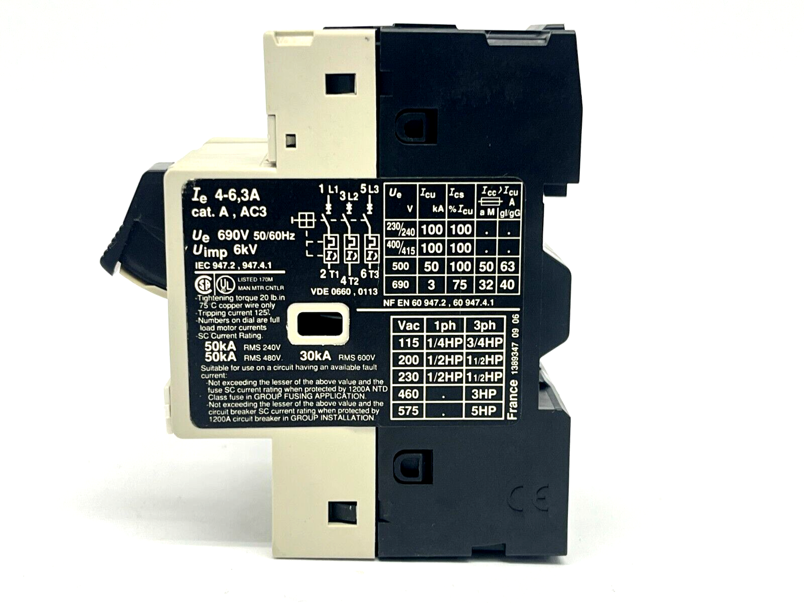 Telemecanique GV2-M10 Motor Circuit Breaker 4-6.3A w/ GV2-AN11 Auxiliary Block - Maverick Industrial Sales