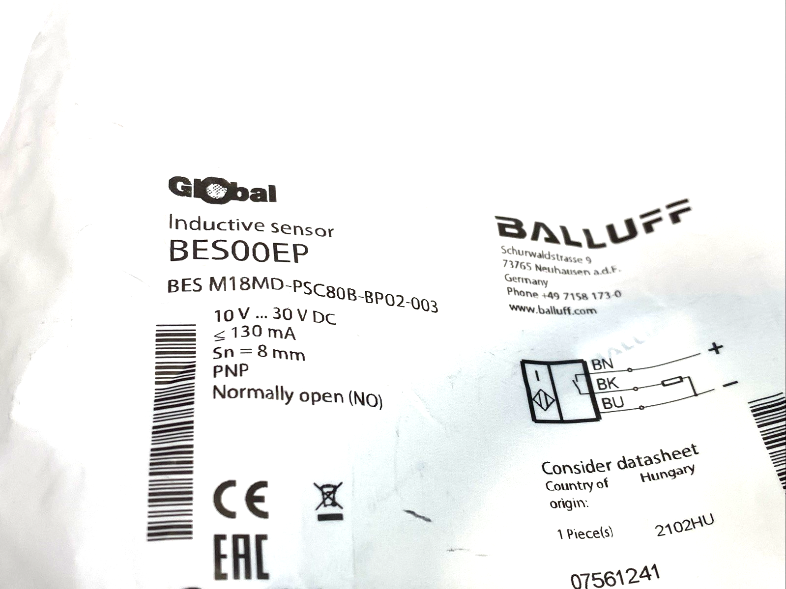 Balluff BES00EP Inductive Sensor BES M18MD-PSC80B-BP02-003 - Maverick Industrial Sales