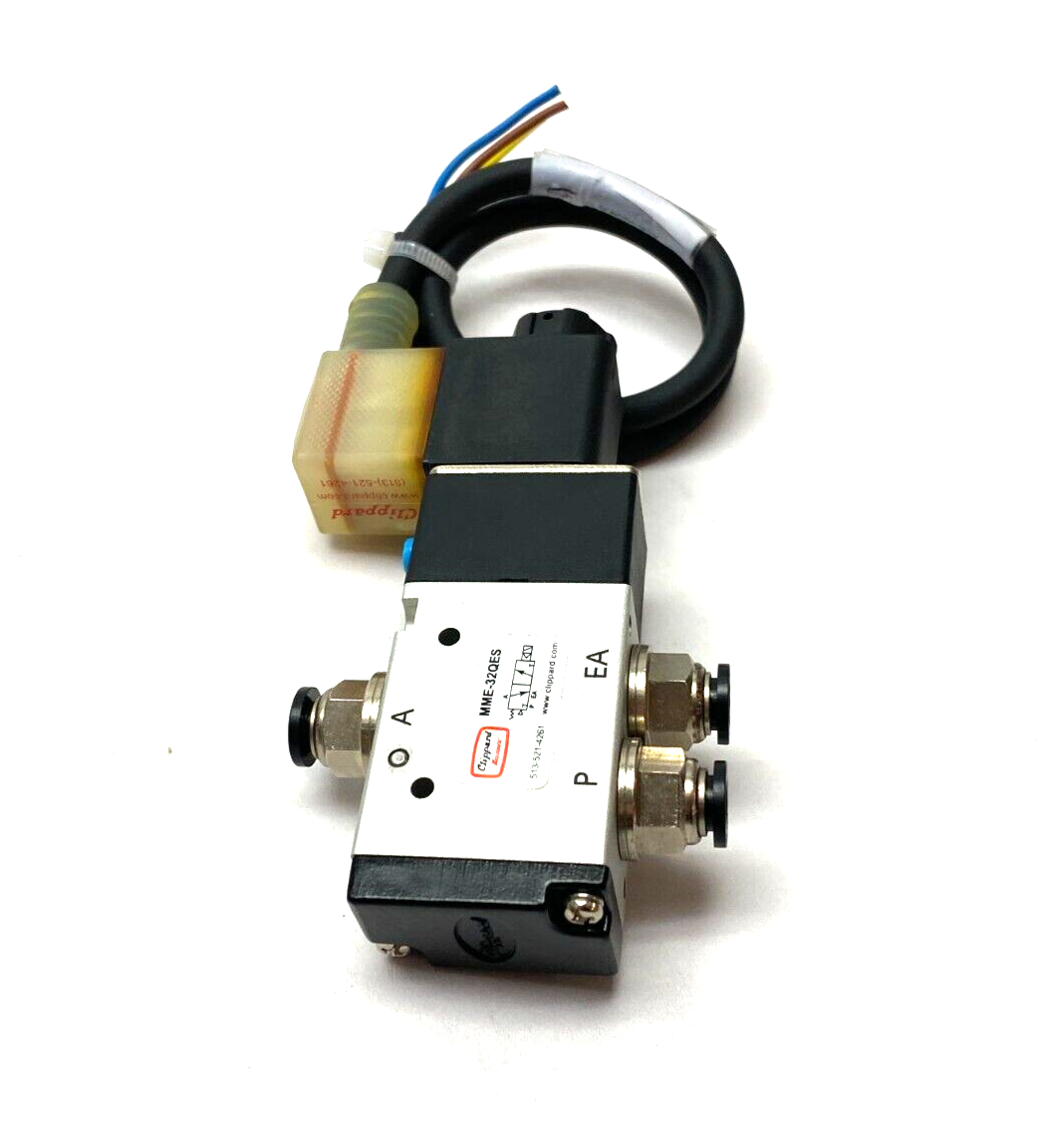 Clippard MME-32QES Maximatic Spring Return Solenoid Valve 3-Way 2-Pos - Maverick Industrial Sales