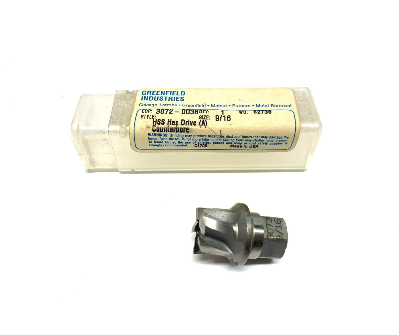 Greenfield Metcut 3072-0036 Hex Drive Counterbore Mill Tip 9/16" - Maverick Industrial Sales