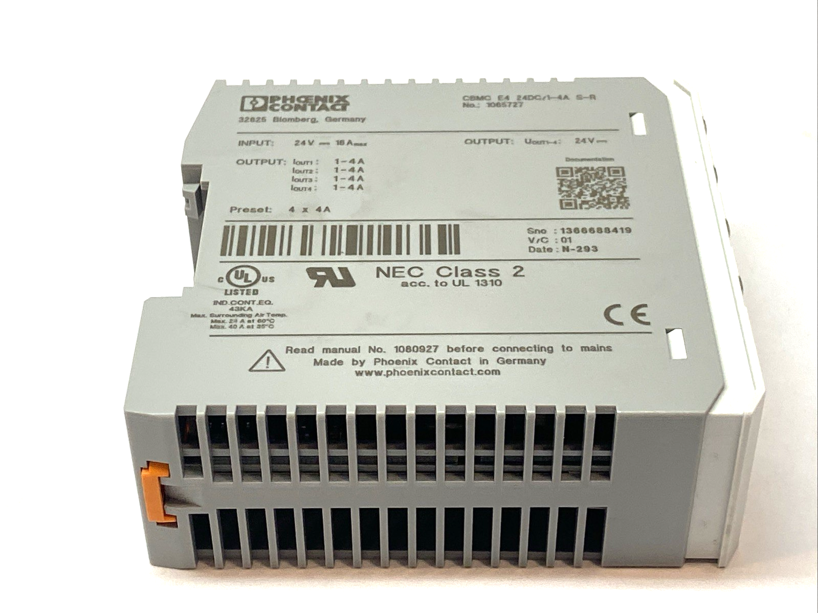 Phoenix Contact CBMC E4 24DC/1-4A S-R Electronic Circuit Breaker 24VDC 1065727 - Maverick Industrial Sales