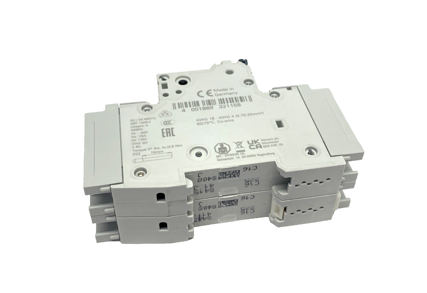 Siemens 5SJ4216-7HG41 Miniature Circuit breaker 240V 14kA, 2P, Trip C, 16A - Maverick Industrial Sales