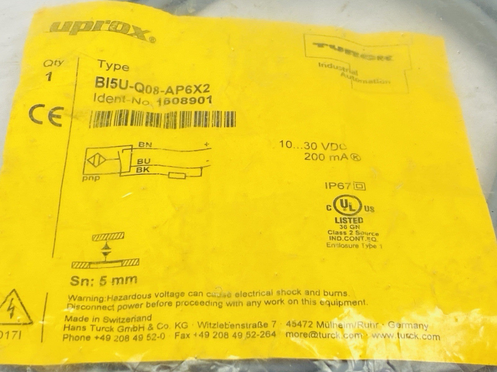 Turck BI5U-Q08-AP6X2 Inductive Proximity Switch Sensor 1608901 - Maverick Industrial Sales
