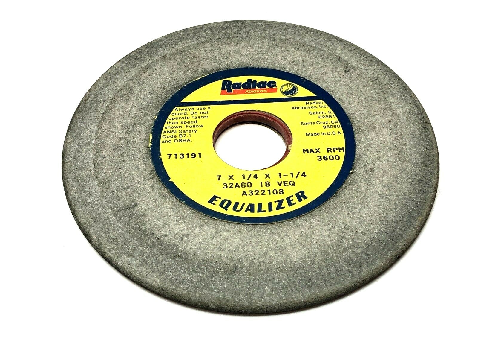 Radiac Miscellaneous Grinding Wheels 1-1/4" Bore 3600-4140 RPM LOT OF 3 - Maverick Industrial Sales