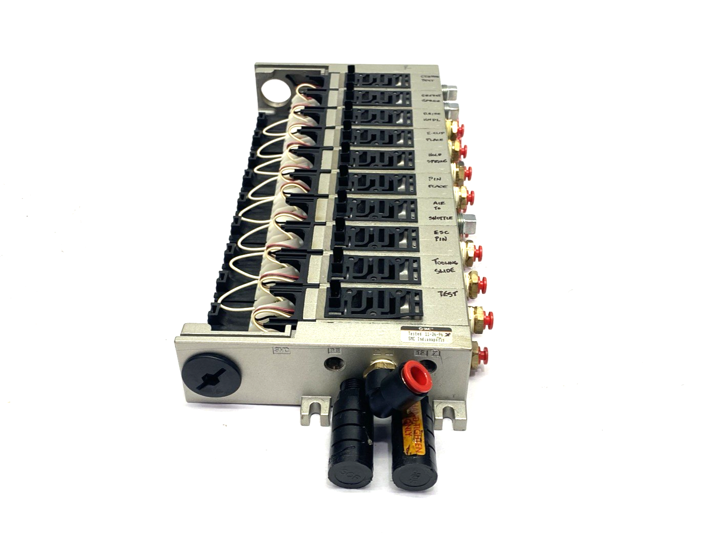 VV5FS2-01T1-101-02T | SMC Solenoid Valve Manifold, 5-Port, 10-Station, 1/4" NPT - Used - Maverick Industrial Sales