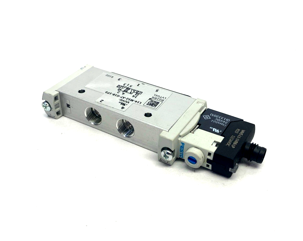 Festo VUVG-L14-M52-AT-G18-1P3 Solenoid Valve, 5/2 Monostable 566499 - Maverick Industrial Sales