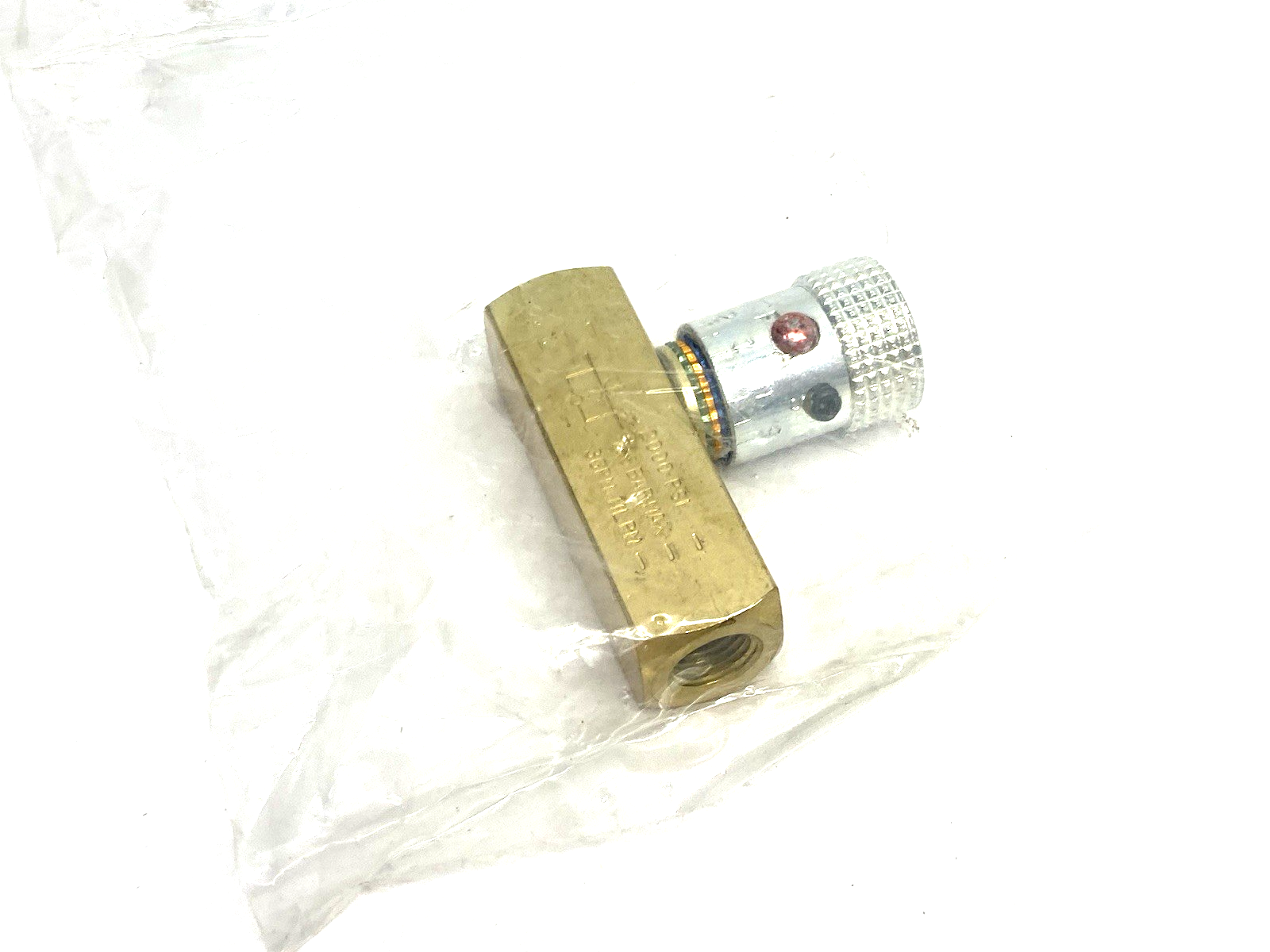 F200B | Parker Colorflow Inline Flow Control Valve, Brass Body, 1/8" Ports - New - Maverick Industrial Sales
