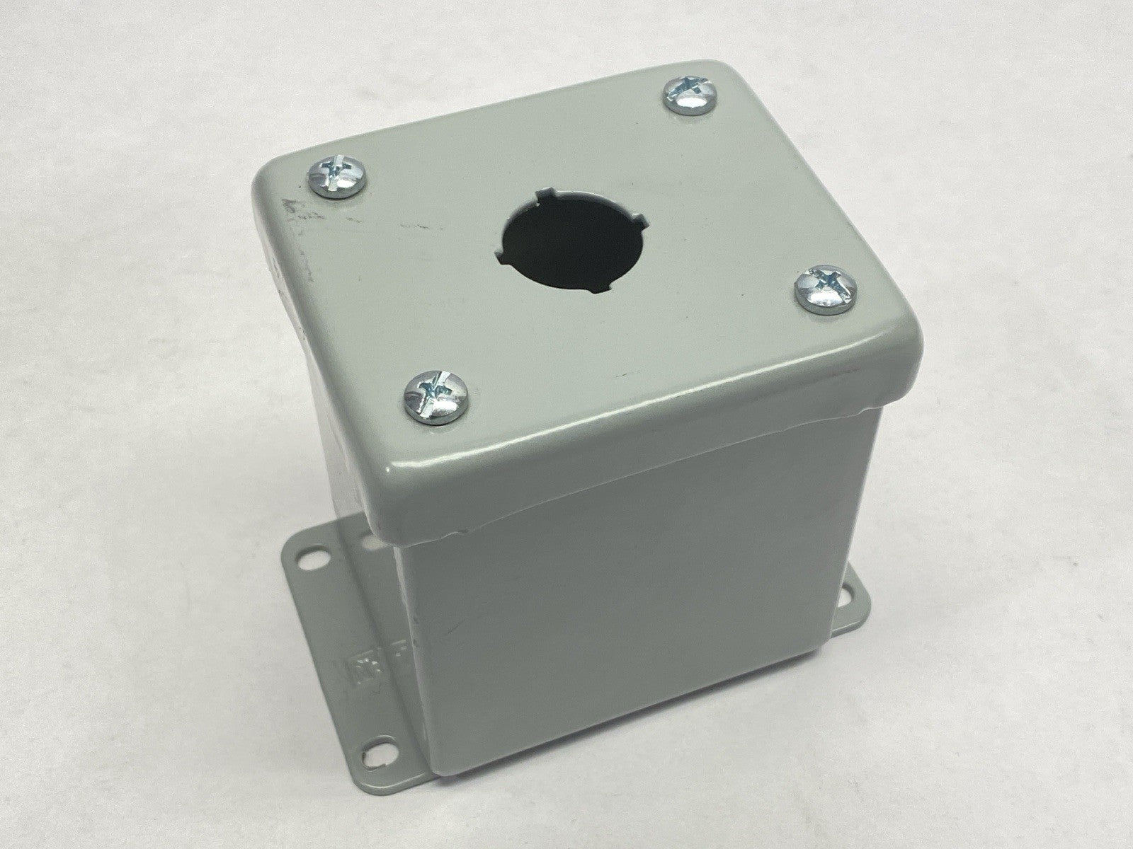 E1PBGXM | Hoffman nVent Deep Pushbutton Enclosures Type 12 1PB x 22.5mm Gray Steel - New – Open box - Maverick Industrial Sales