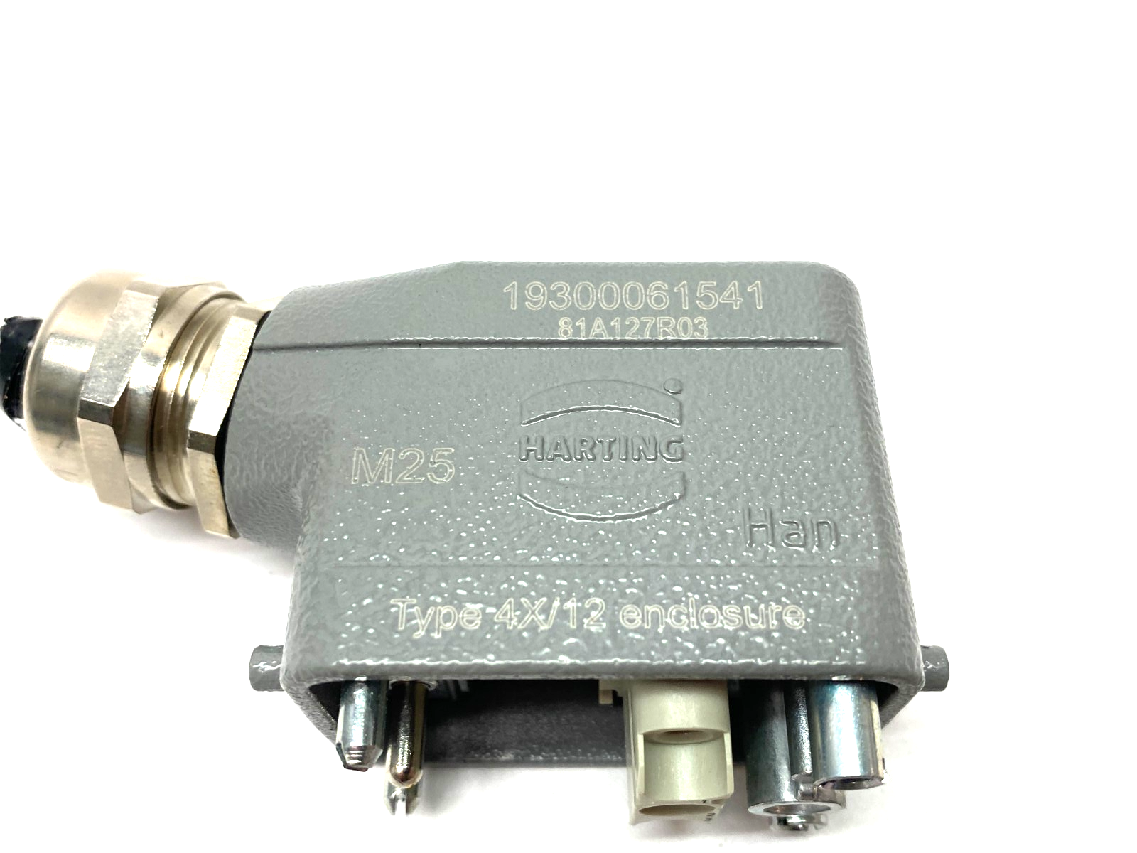 Harting 19300061541 Han B HOOD SIDE ENTRY LC 2 PEGS M25 w/ 09140060361 Frame - Used - Maverick Industrial Sales