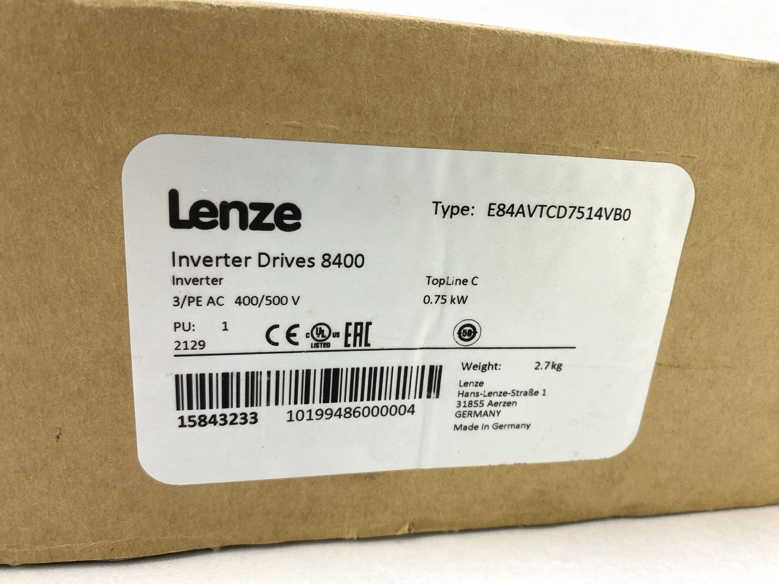 Lenze E84AVTCD7514VB0 Frequency Inverter Drive 8400 582793 Topline C - Maverick Industrial Sales