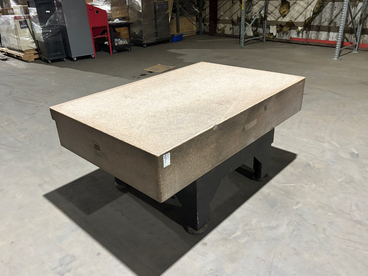 Pink Granite Stone Surface Plate Inspection QC Table, 72" x 48" x 12" - Maverick Industrial Sales