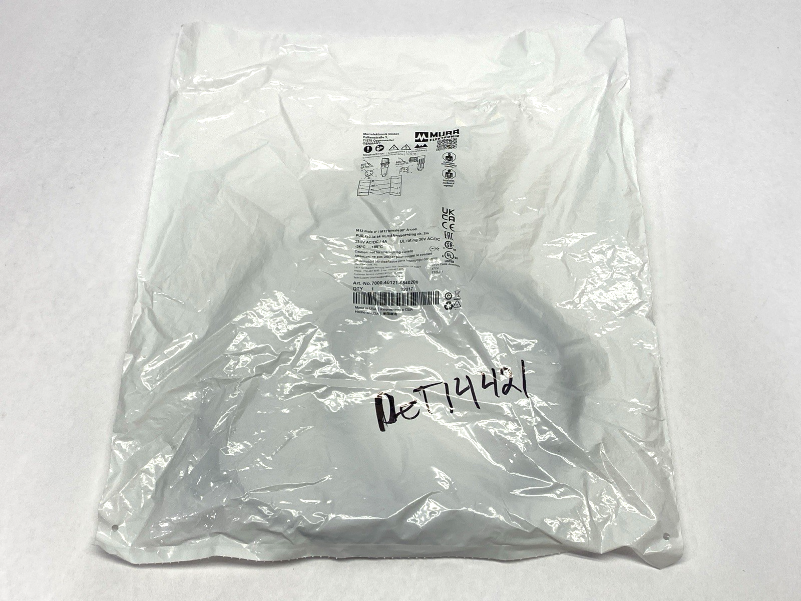 Murr Elektronik 7000-40121-6540200 Double-Ended Cordset M12 M to F Connectors 2m - Maverick Industrial Sales