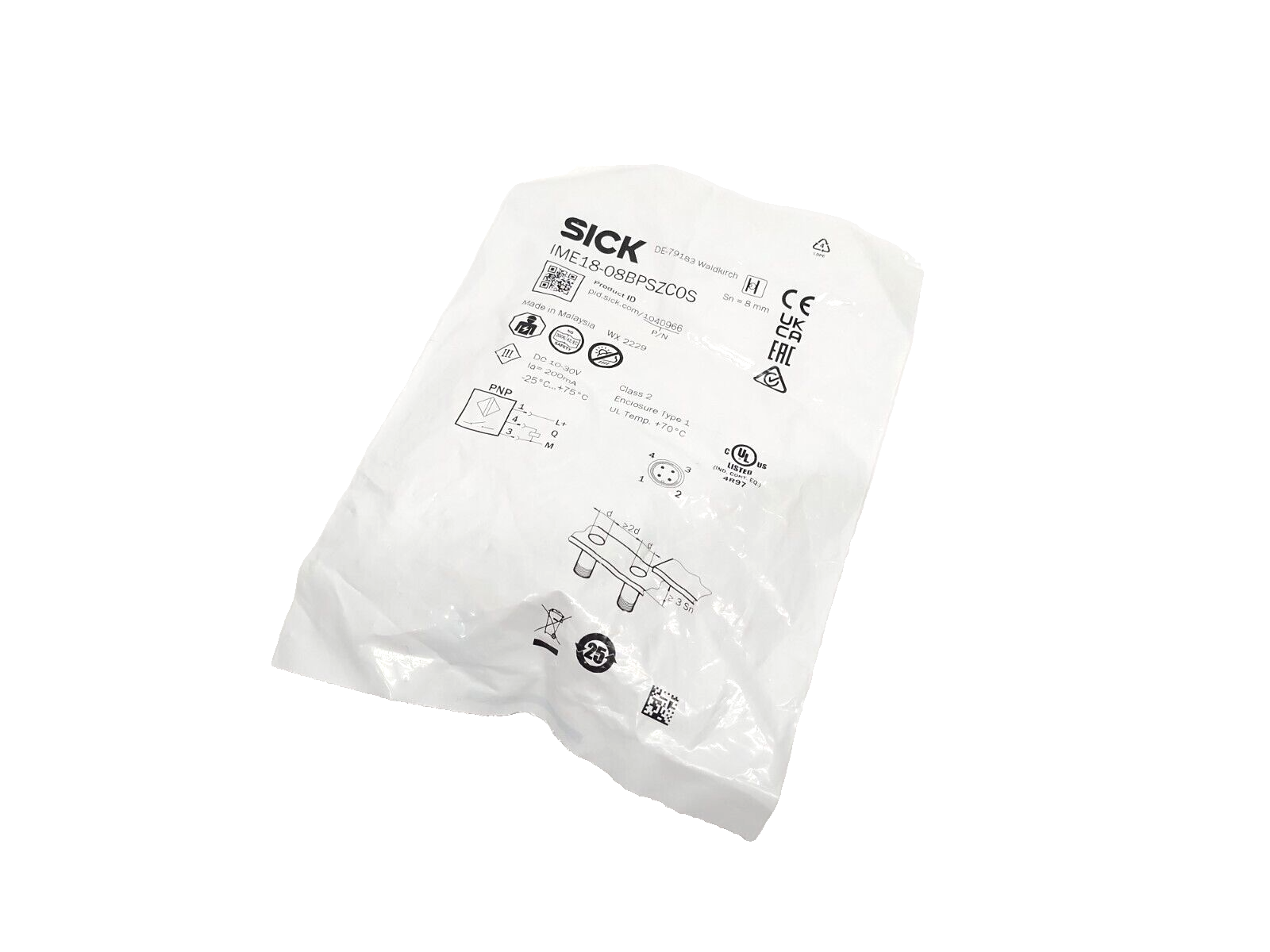 IME18-08BPSZC0S, 1040966 | Sick IME18-08BPSZC0S Inductive Proximity Sensor M18 x 1, Male M12 4-Pin, 1040966 - New - Maverick Industrial Sales