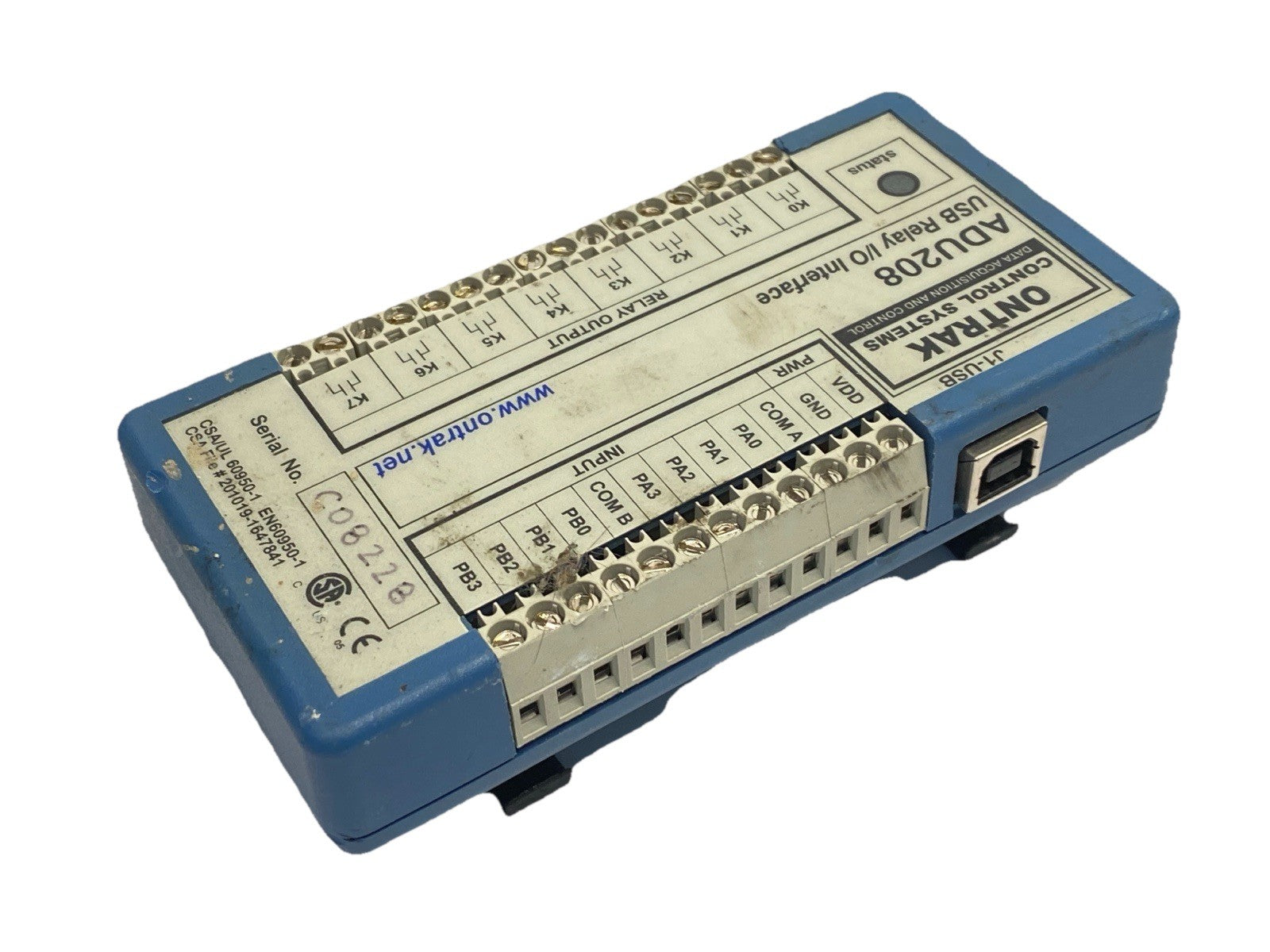ADU208 | Ontrak Control Systems USB Relay I/O Interface 5A 8-Channel - Used - Maverick Industrial Sales