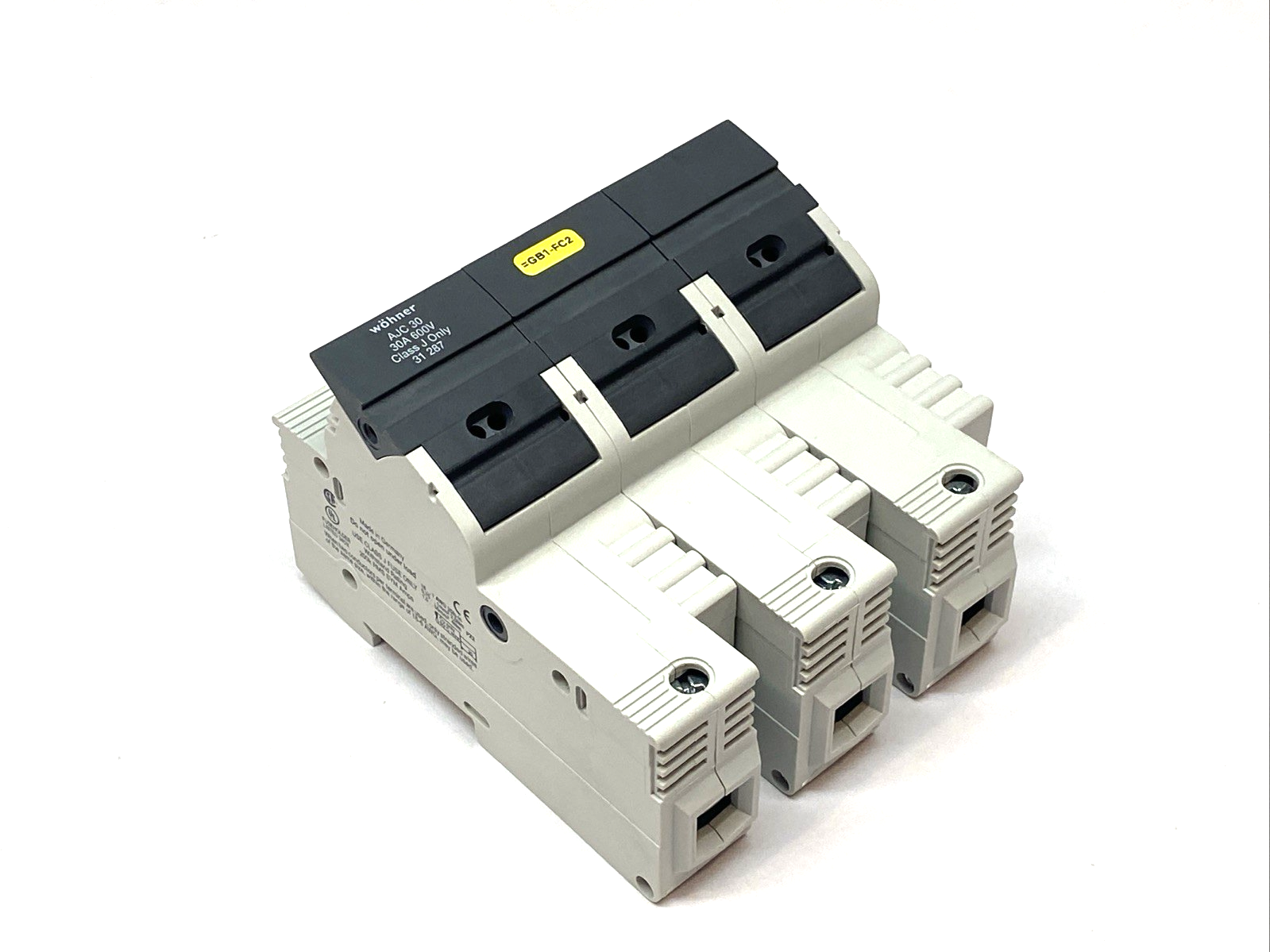 Wohner AJC 30 3-Pole Fuse Holder Class J 30A 600V w/ 3x Bussman LPJ-4SP Fuses - Maverick Industrial Sales