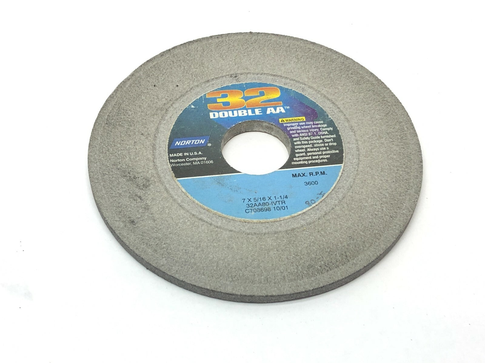 Norton 32AA80-IVTR Grinding Wheels 1-1/4" Bore 3600 RPM LOT OF 5 - Maverick Industrial Sales