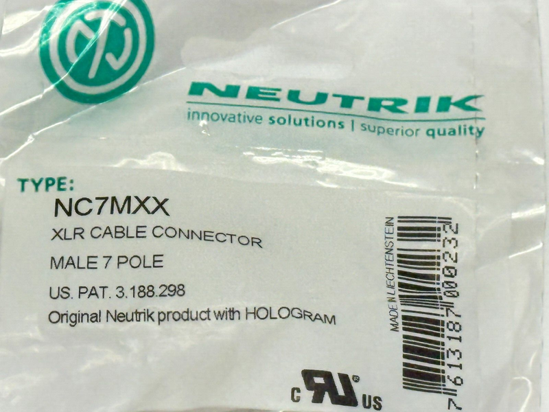 Neutrik NC7MXX XLR Cable Connector Male 7-Pole - Maverick Industrial Sales