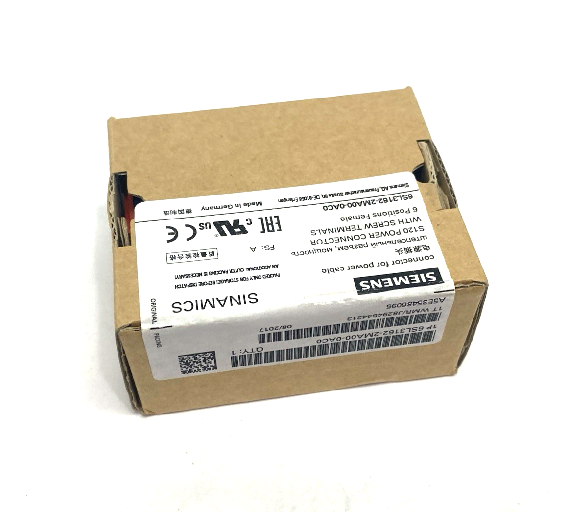 Siemens 6SL3162-2MA00-0AC0 SINAMICS S120 Power Connector for Cable C-/D-TYPE - Maverick Industrial Sales