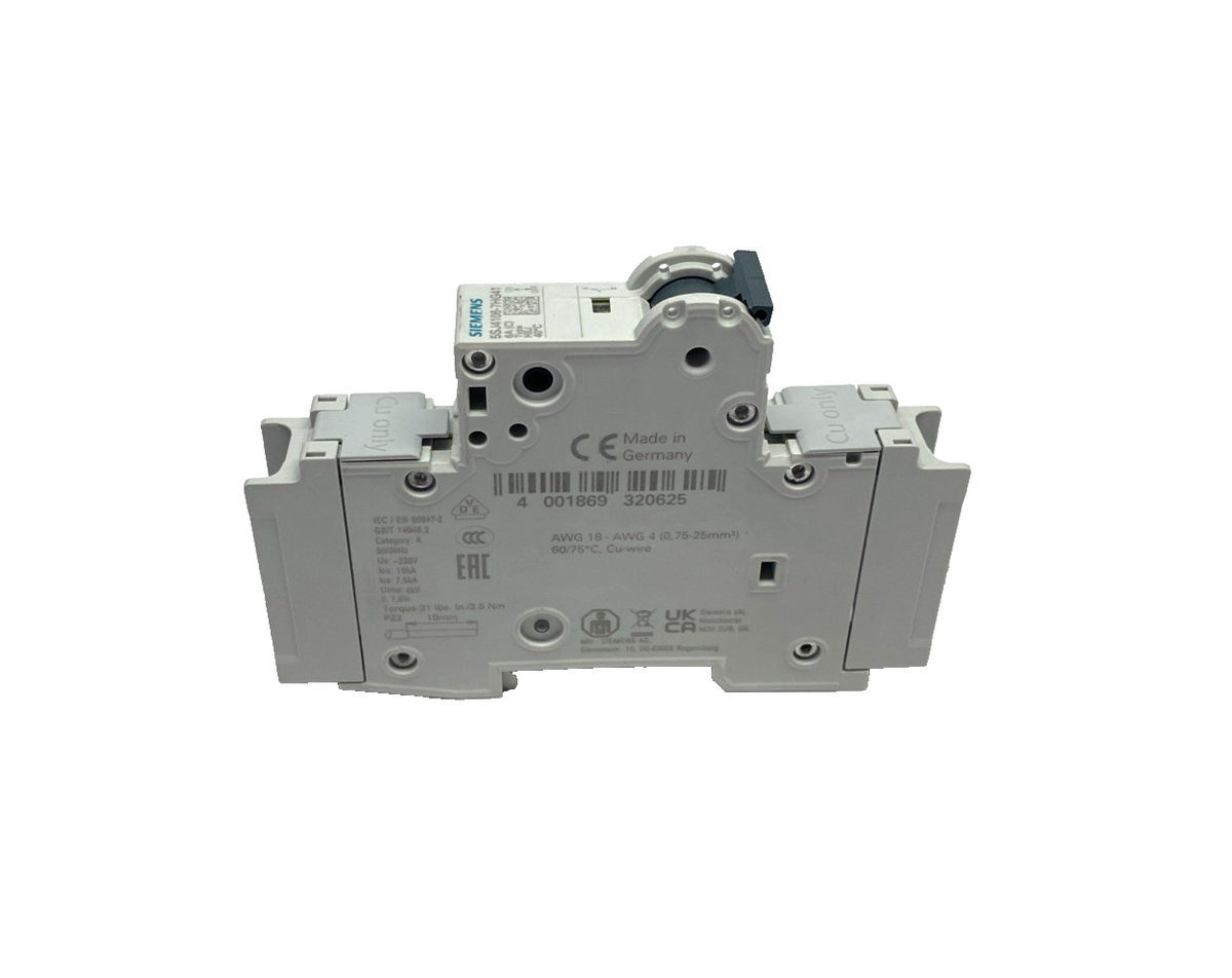 Siemens 5SJ4106-7HG41 Miniature Circuit Breaker 240V 14kA, 1-Pole, C-Trip, 6A - Maverick Industrial Sales