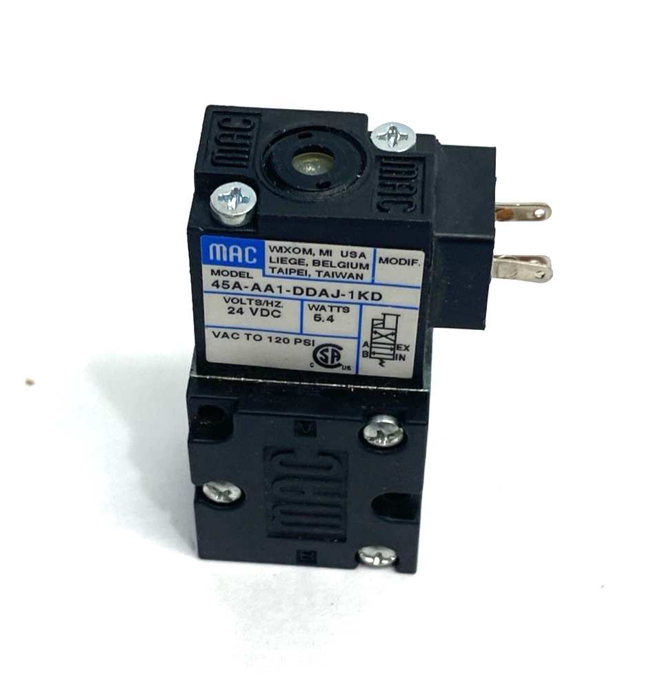 MAC Valves 45A-AA1-DDAJ-1KD Direct Acting Solenoid Valve 4/2-way 5.4W 24VDC - Maverick Industrial Sales