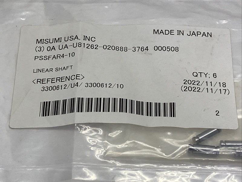 Misumi PSSFAR4-10 Linear Shaft Retaining Ring Groove Ends 4mm D 10mm L PKG OF 6 - Maverick Industrial Sales