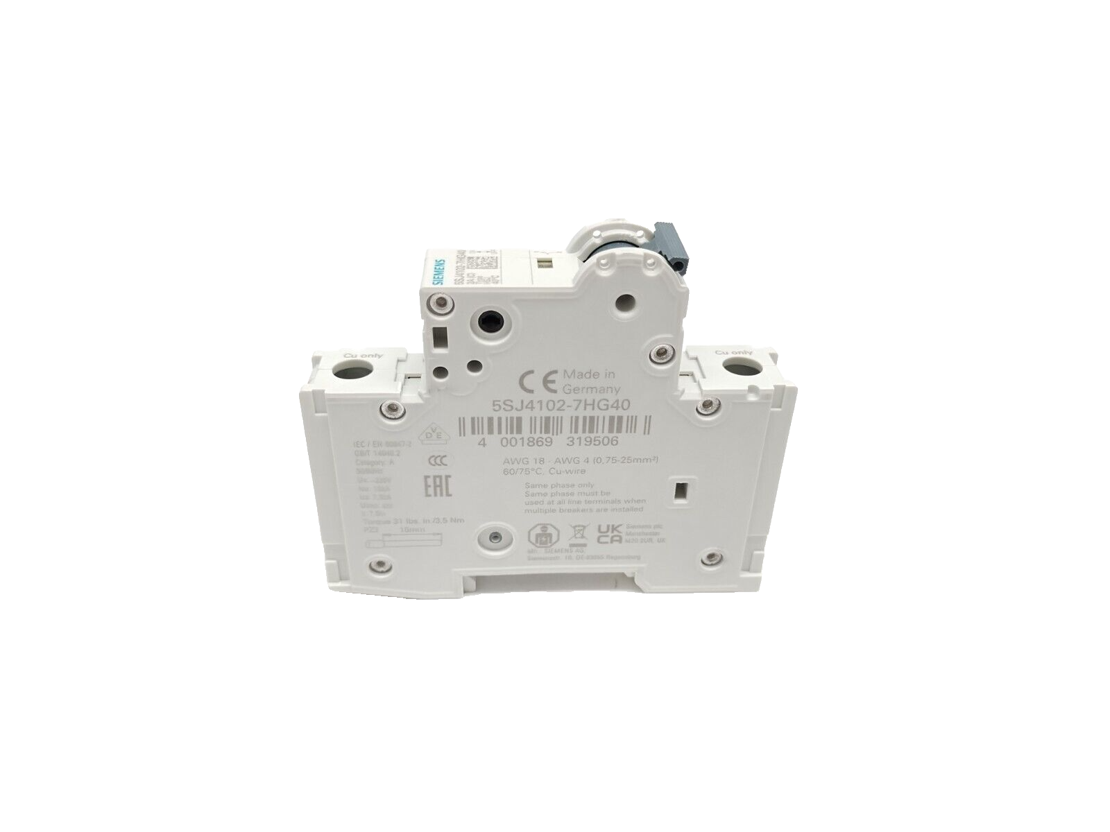 Siemens 5SJ4102-7HG40 Miniature Circuit Breaker 1P 2A 240V - Maverick Industrial Sales