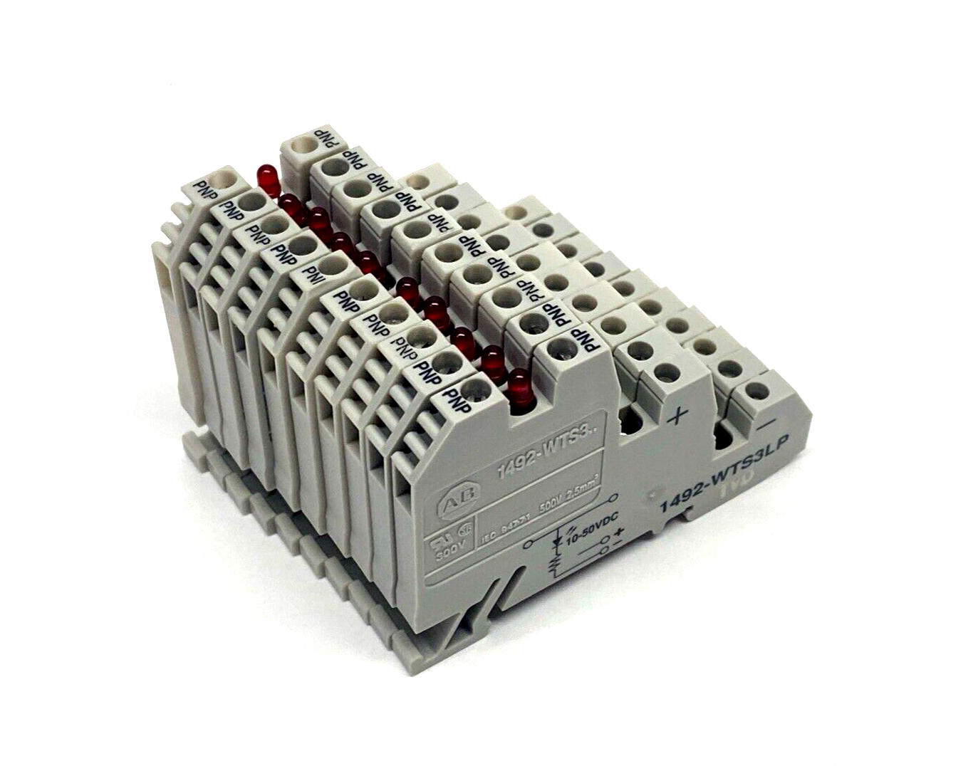 Allen Bradley 1492-WTS3LP IEC Terminal Block, 3-Level, Red LED, Gray LOT OF 10 - Maverick Industrial Sales