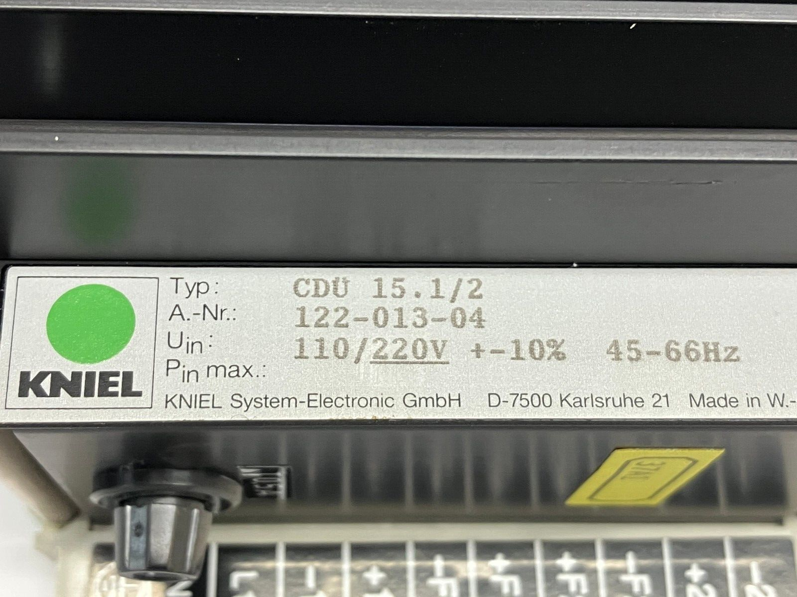 Kniel 122-013-04 Power Supply CDU 15.1/2 110/220V +-10% 45-66Hz - Maverick Industrial Sales