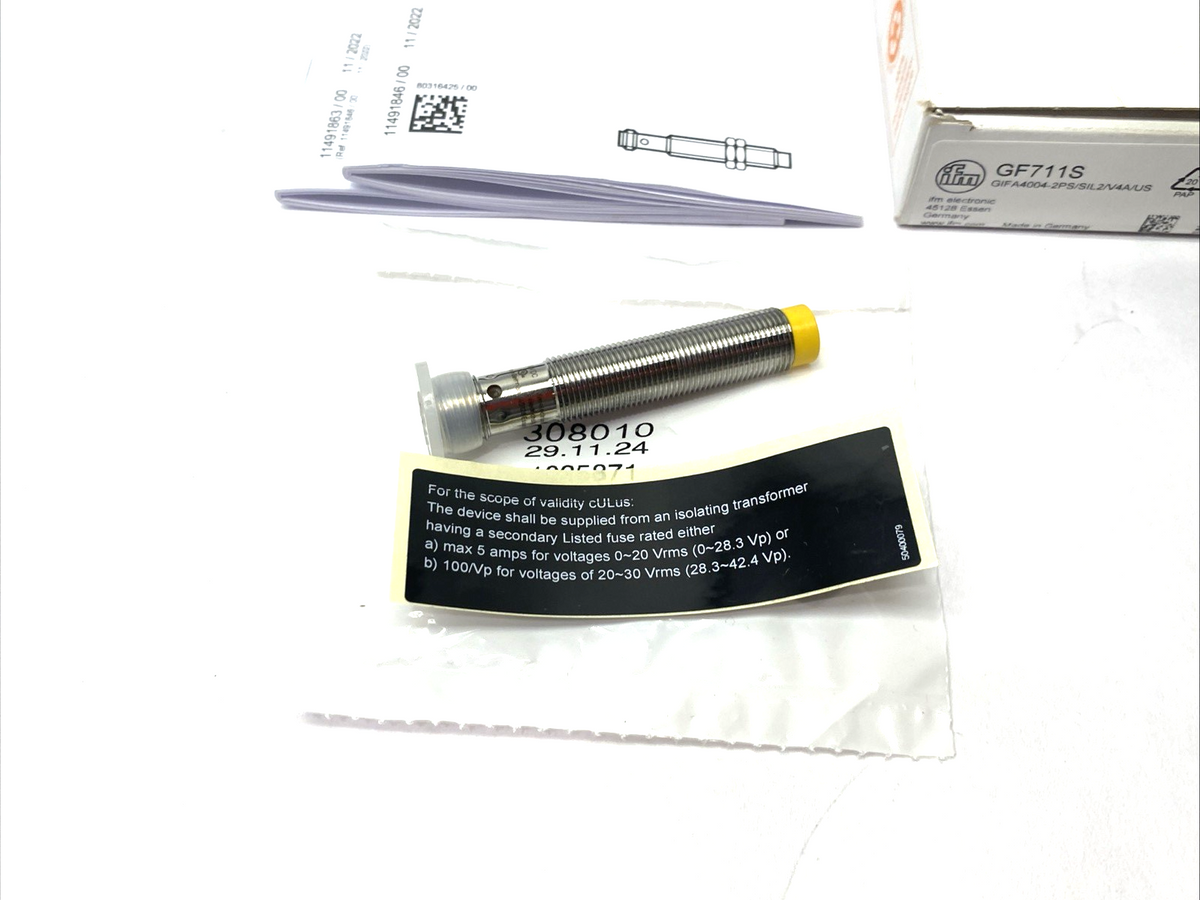 GF711S | ifm Fail-Safe Inductive Sensor, PNP 2x OSSD, GIFA4004-2PS/SIL2/V4A/US - New – Open box - Maverick Industrial Sales