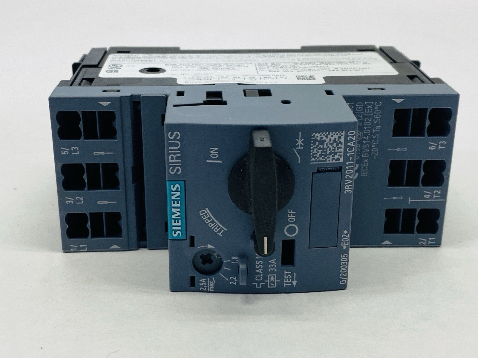 Siemens 3RV2011-1CA20 SIRIUS Motor Protector Circuit Breaker 1.8-2.5A 690V - Maverick Industrial Sales