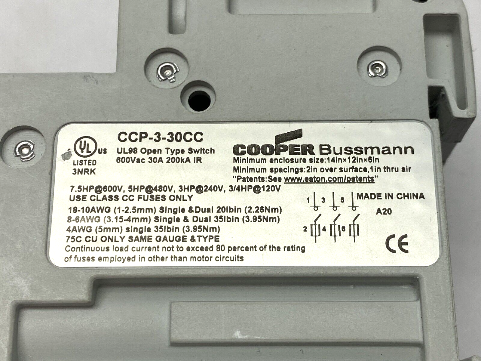 Cooper Bussmann CCP-3-30CC Fuse Holder - Maverick Industrial Sales