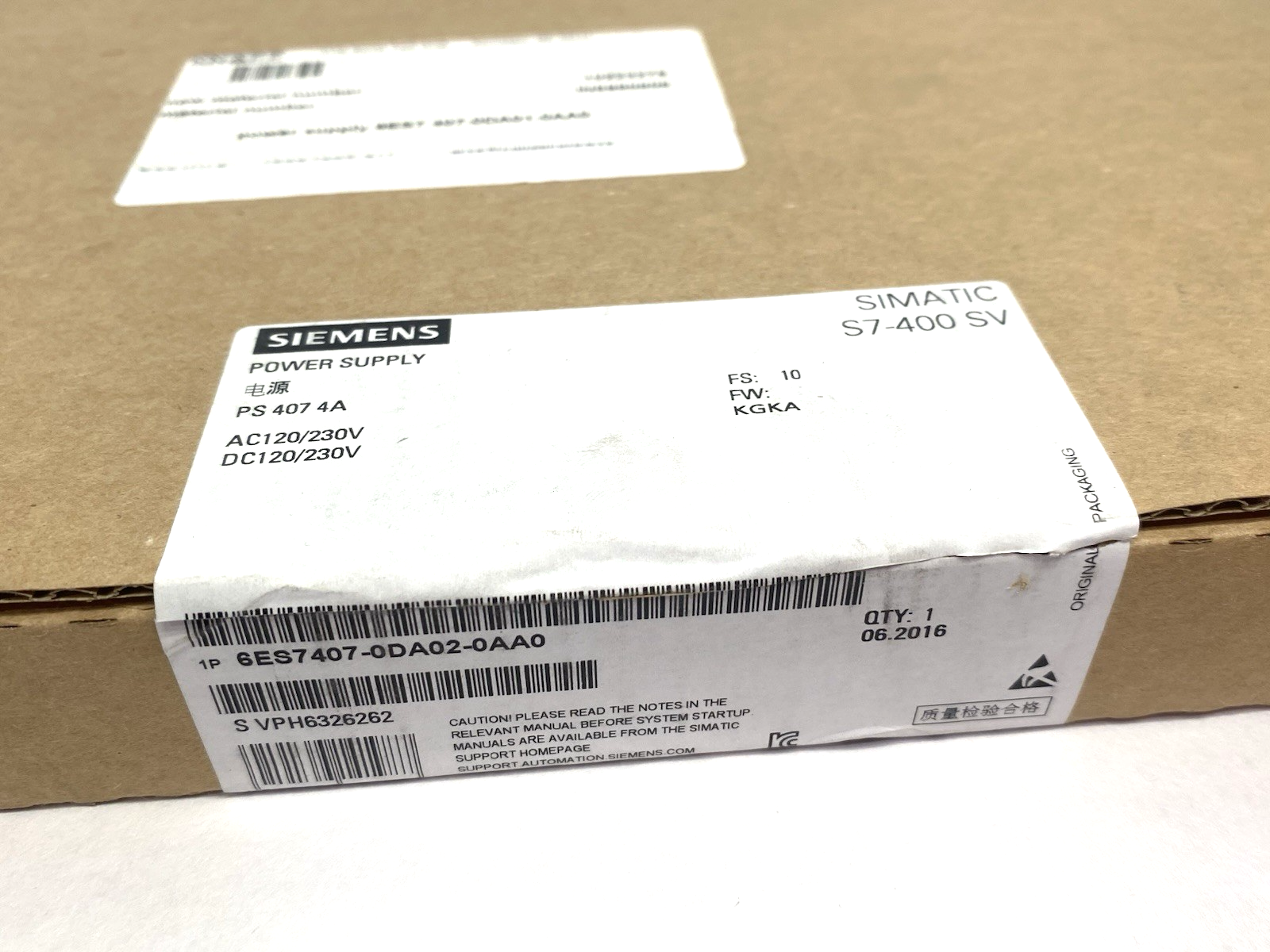 Siemens 6ES7407-0DA02-0AA0 SIMATIC S7-400 SV Power Supply Module BROKEN CORNER - Maverick Industrial Sales