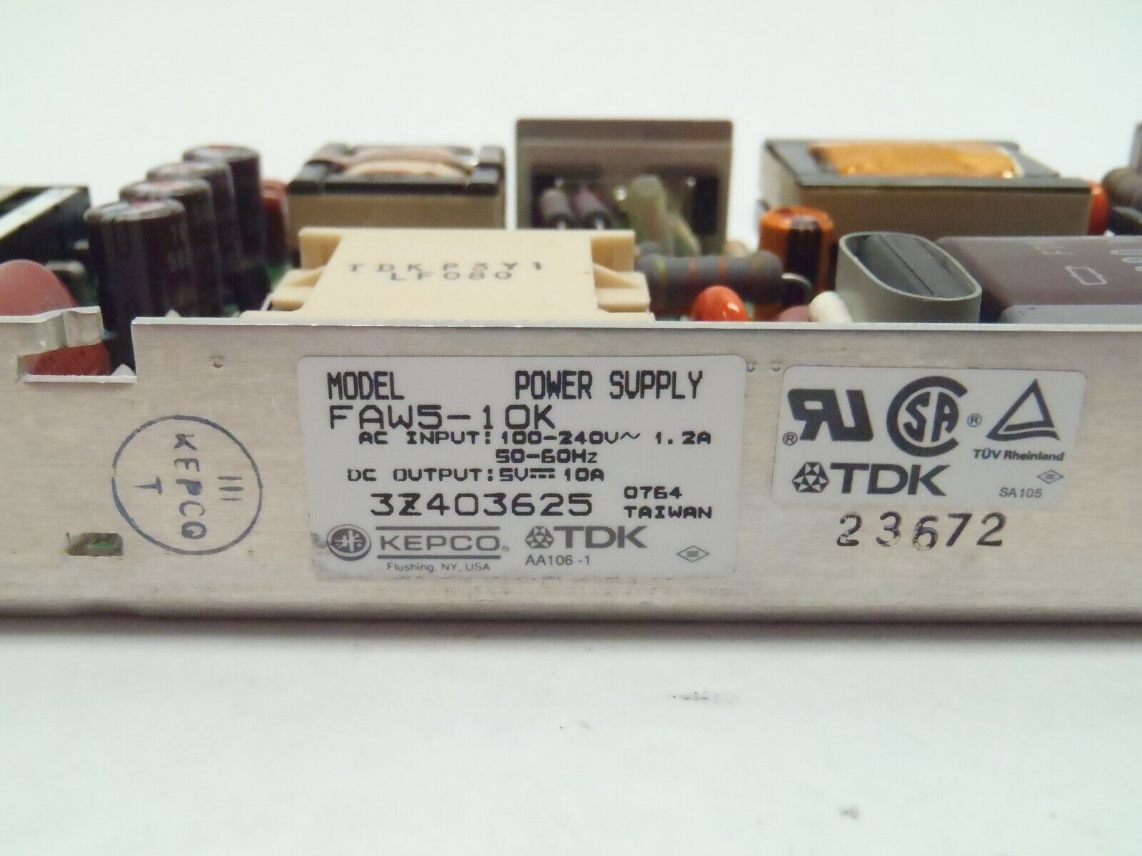 Kepco TDK FAW5-10K Switching Power Supply 100-240V 1.2A - Maverick Industrial Sales