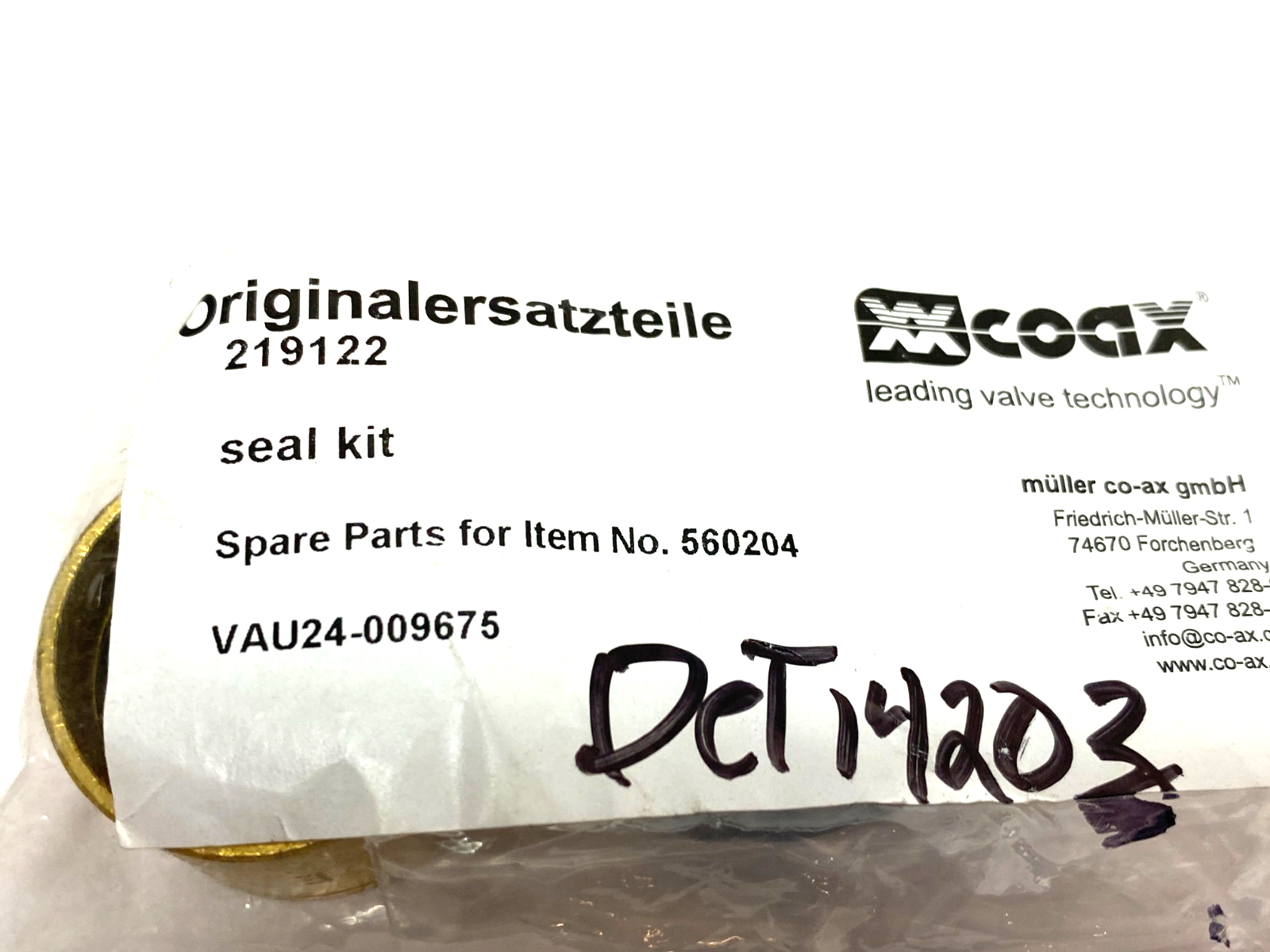 VAU24-009675, 219122 | Coax Mueller 219122 Seal Kit, Spare Parts for 560204, VAU24-009675 - New - Maverick Industrial Sales